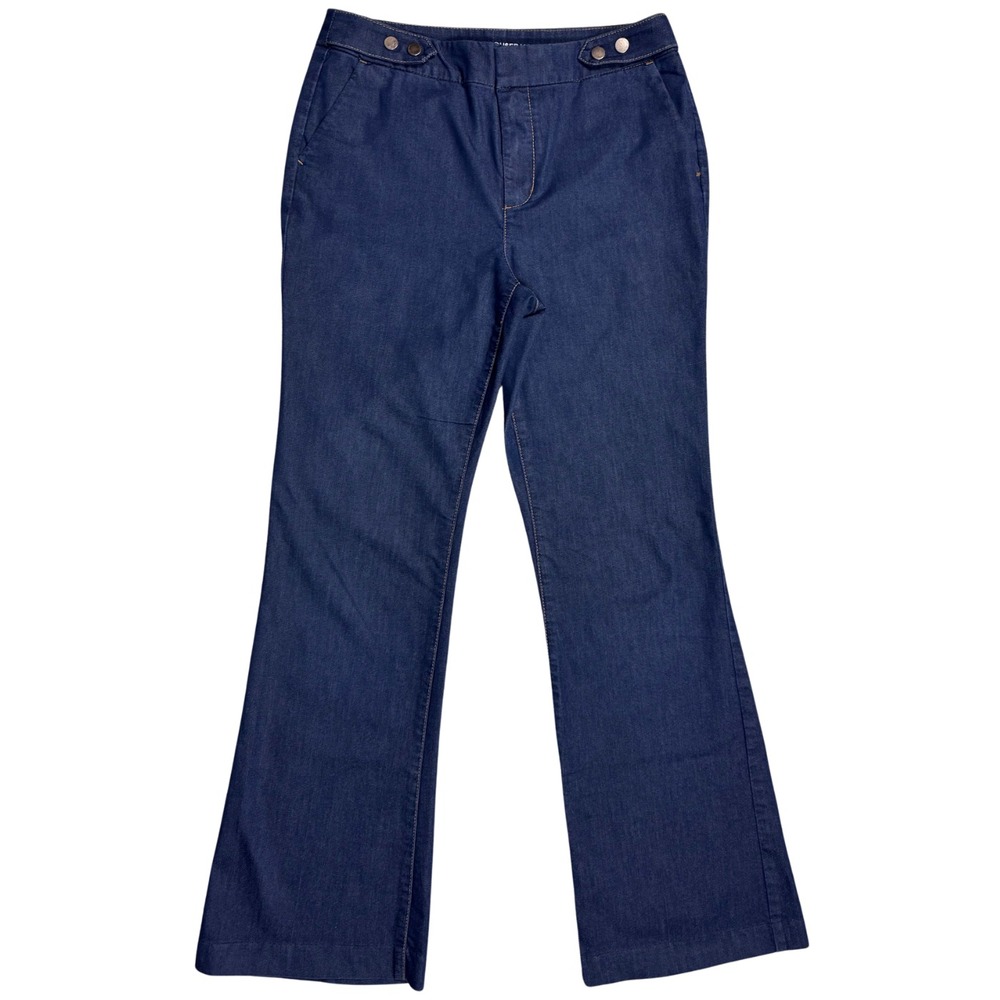 Chico's The Platinum Trouser Women 0.5 Blue Dark Wash‎ Wide Leg Stretch Polished